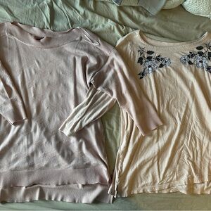 Pink and Cream Long Sleeve Tops